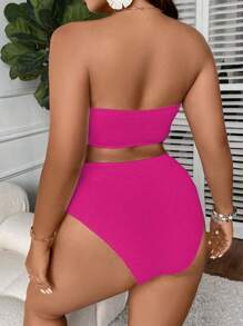 Swim SXY Conjunto De Bikini Hueco De Talla Grande De Color Sólido De Moda Para Día De San Valentín