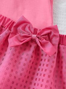 SHEIN Conjunto De Blusa Y Falda Rosa Para Niña Joven - Rosa - Ver 3