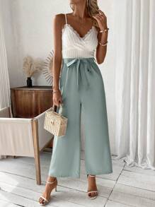 Chiquease Của phụ nữ Đúng mốt Khối màu Áo liền quần Với thắt lưng - Màu xanh Cadet - Xem 4