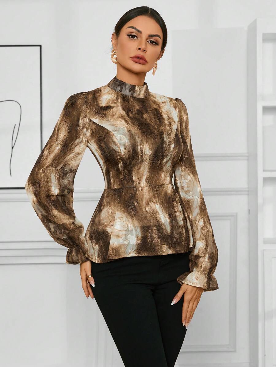 GENKIRA Random Printed Long Sleeve Blouse Fall Cloth For Women - Multicolor - View 1