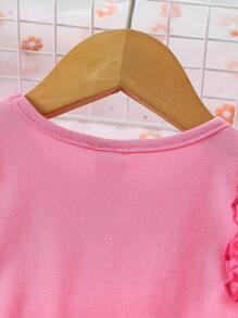 SHEIN Conjunto De Blusa Y Falda Rosa Para Niña Joven - Rosa - Ver 7