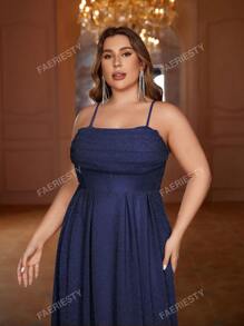 Faeriesty Faeriesty Plus Solid Lace Up Back Cami Party Dress
