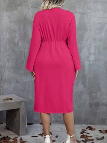 SHEIN Unity 大尺寸女性十字形設計喇叭袖連衣裙