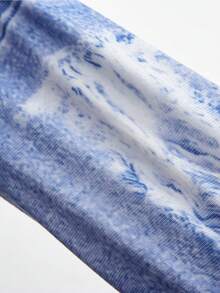 SHEIN Young Girl Heart Print Ruffle Trim Peplum Top & Pants - Khaki - View 5