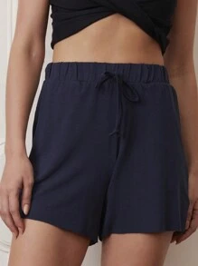 Short Bermuda Alongada Com Cós De Elástico Feminino - Blue - View 3