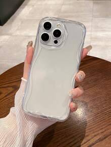 ROMWE 1入組透明波紋圖案加厚防碰撞手機殼,柔軟外殼與iphone配對適用 - 無色 - 查看 5