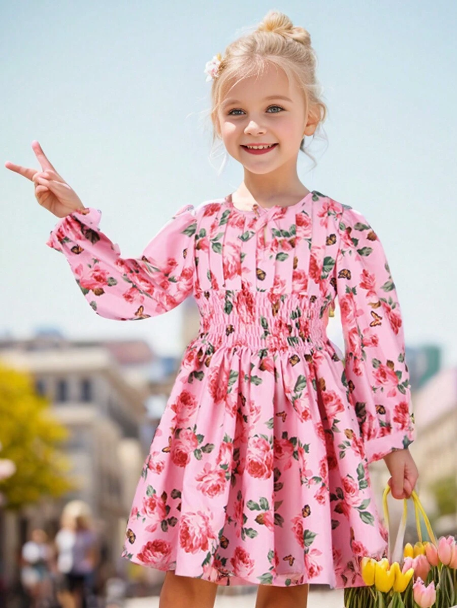 SHEIN Vestido Para Niñas Pequeñas - Rosa - Ver 1