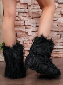 Women Minimalist Warm Snow Boots, Fashion Black Snow Boots