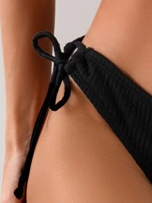 Swim Basics Summer Beach Women's Black Bikini Bottom With Tie Side Detail Carnival