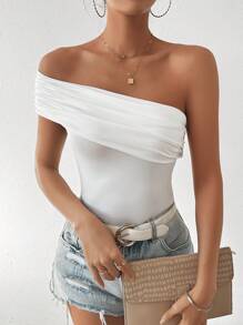 Hotletica Camiseta Sin Mangas De Un Hombro Ajustada Al Cuerpo - Blanco - Ver 6