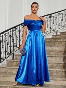 SHEIN Belle 優雅華麗浪漫的伴娘禮服 - 藍色 - 查看 3