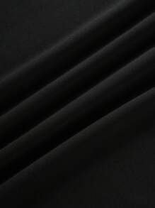 SHEIN Clasi 女士時尚純色長袖連帽連身裙 - 黑色 - 查看 7