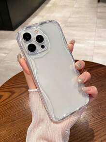 ROMWE 1入組透明波紋圖案加厚防碰撞手機殼,柔軟外殼與iphone配對適用 - 無色 - 查看 2