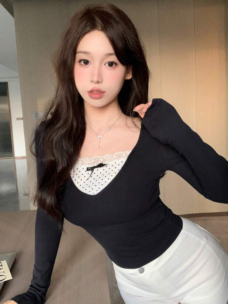 Women's 2 In 1 Style Long Sleeve T-Shirt