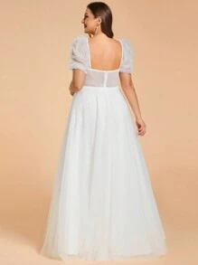 EVER-PRETTY Übergröße Spitze Laterne Ärmel Offenes Rücken Bridal Gown Mit Sweetheart-ausschnitt