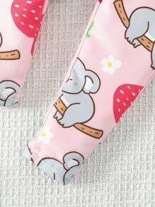 Baby Girl's Pink Koala Animal Printed Long Sleeve T-Shirt And Pants Snug Fit Homewear Pajama Set