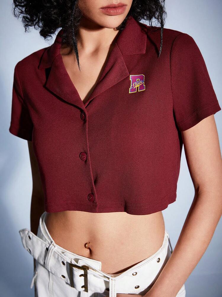 Women's Crop Top With Upward Button Design