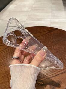 ROMWE 1入組透明波紋圖案加厚防碰撞手機殼,柔軟外殼與iphone配對適用 - 無色 - 查看 3