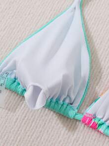 Women's Floral Printed Patchwork Bikini Set Summer Beach - Multicolor - View 4