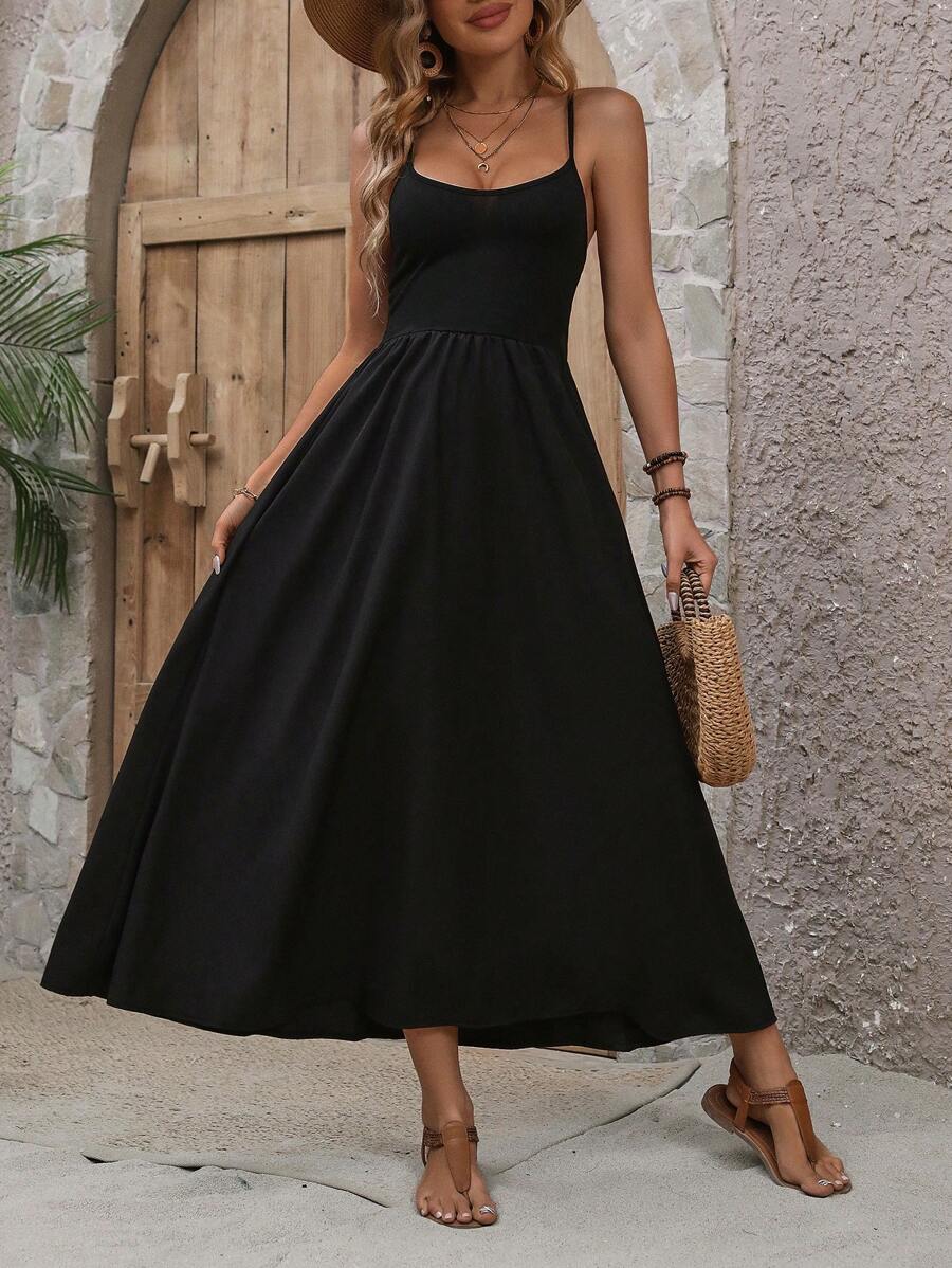 Breezaya Women'S Black Spaghetti Strap Dress - Black - View 1