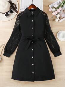 SHEIN Teenage Girls' Dress - Black - View 1