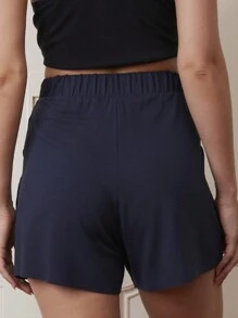 Short Bermuda Alongada Com Cós De Elástico Feminino - Blue - View 2
