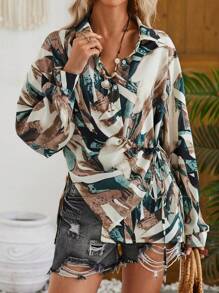 Camisa Estampada Aleatoria Para Mujer - Multicolor - Ver 4