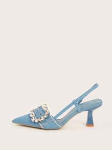 Ladies' High Heel Pumps, Elegant, Kitten Heels, Party - Blue - View 2