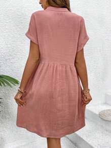 EMERY ROSE Women'S Short Sleeve Batwing Dress - Pink - View 2
