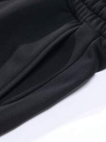 Nuevo conjunto de dos piezas para hombres para primavera y otoño con diseño de oso impreso, conjunto informal y para exteriores con cintura elástica y con cordón, pantalones con bolsillos, ideal para camping y viajes