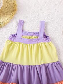SHEIN Vestido De Tirantes Multicolor Para Niñas Pequeñas