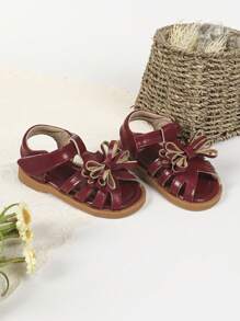 Novas Sandálias De Verão Para Bebê Com Sola Macia Antiderrapante, Impermeável, Com Superfície Macia Vazada E Design Floral Fofo Para Uso Confortável - Vinho - Visão 5