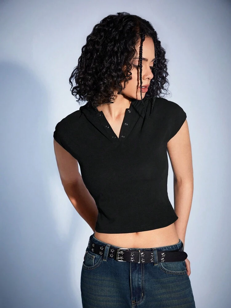 Women's Cropped Hooded T-Shirt