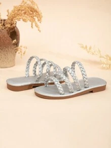 Girls' Stylish Multi-Braid Design Slippers