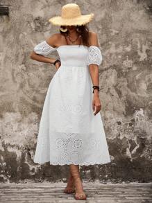 Breezaya Của phụ nữ Trắng Off Shoulder Váy bodycon - trắng - Xem 5