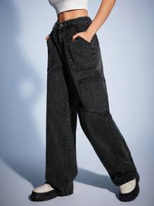 Forever 21 Women'S Casual Wide Leg Pants With Slanted Pockets