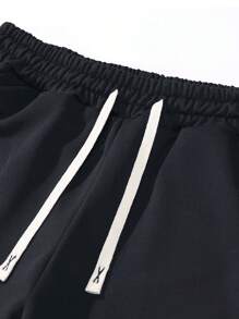 Nuevo conjunto de dos piezas para hombres para primavera y otoño con diseño de oso impreso, conjunto informal y para exteriores con cintura elástica y con cordón, pantalones con bolsillos, ideal para camping y viajes