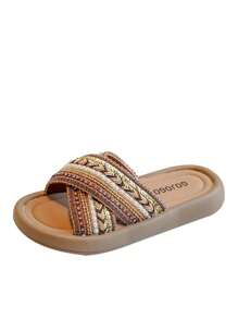 Modische Gewebte Pantoffeln Für Mädchen, Leichte Haus-schuhe Für Kleinkind/kleines Kind/großes Kind Im Sommer