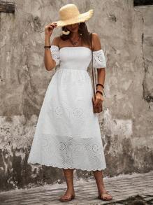 Breezaya Của phụ nữ Trắng Off Shoulder Váy bodycon - trắng - Xem 3