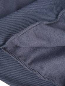 Letter Print Casual Round Neck Sweatshirt, Simple And Versatile,Long Sleeve Tops - Dark Grey - View 4