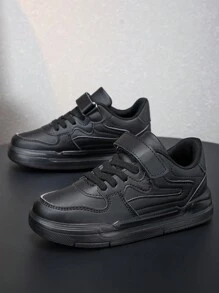 Zapatillas Deportivas Con Color Sólido Para Niños En La Primavera Y El Otoño Con Banda Elástica Y Ajustable, Convenientes Y Cómodas, Adecuadas Para El Uso Diario Y Actividades Deportivas - Negro - Ver 8