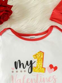 Baby Boy's New Year Warm Soft Jumpsuit - Red and White - View 6