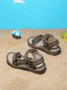 儿童/男童春夏透气防滑经典凉鞋，双魔术贴搭扣，可调节，适合日常穿着、度假，柔软衬垫，轻便速干休闲凉鞋 - 彩色 - 查看 5