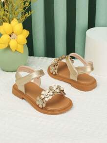 Baby Girls' Summer Gold Flat Sandals For Learning To Walk - Gold - View 4