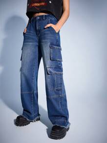 Forever 21 Jean À Taille Basse À Poches Inclinées Et Jambes Droites