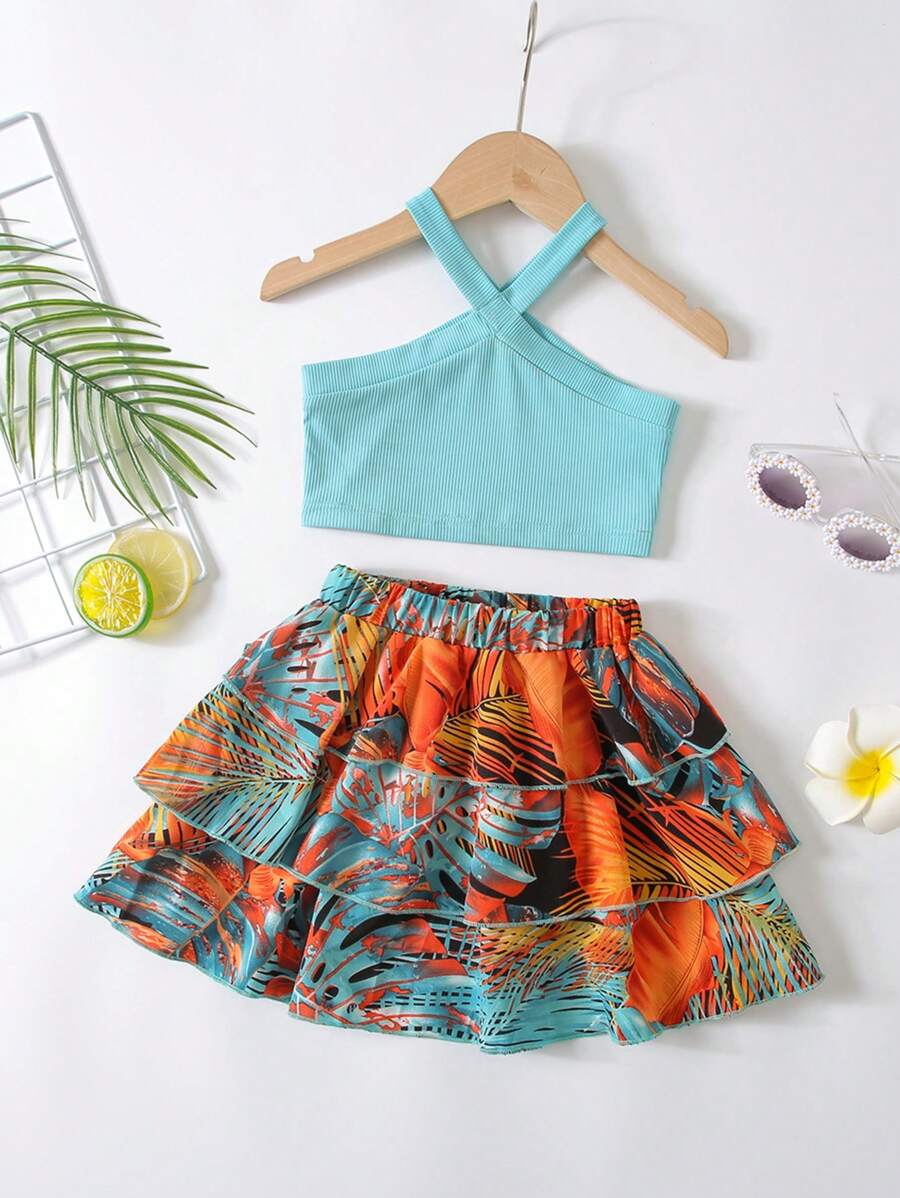 Conjunto De Ropa De Dos Piezas Para Niñas Pequeñas - Multicolor - Ver 1