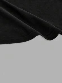 SHEIN EZwear 女士休闲“我爱我的男朋友”拼色修身短袖 T 恤，适合夏季 - 黑與白 - 查看 3