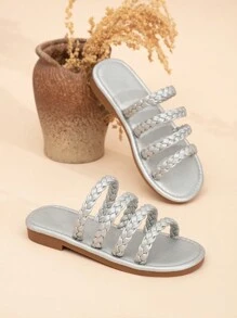 Girls' Stylish Multi-Braid Design Slippers