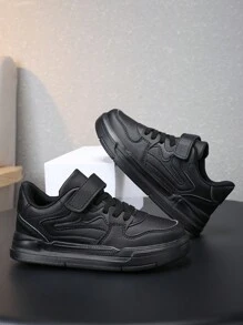 Zapatillas Deportivas Con Color Sólido Para Niños En La Primavera Y El Otoño Con Banda Elástica Y Ajustable, Convenientes Y Cómodas, Adecuadas Para El Uso Diario Y Actividades Deportivas - Negro - Ver 5