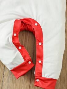 Baby Boy's New Year Warm Soft Jumpsuit - Red and White - View 4